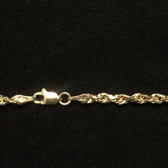 Real 14k Hollow Gold Rope Chain 22in 3mm - Picture 3 of 3